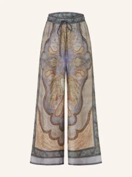 Zimmermann Spodnie Marlene Wanderlust Z Jedwabiu blau beżowe
