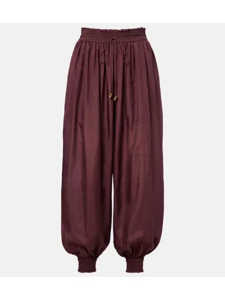 Pantaloni Zimmermann de mătase bordo