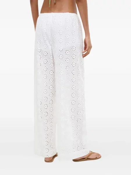Pantaloni Staud cu broderie alb