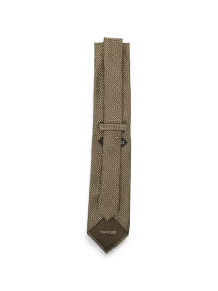 Cravată Tom Ford cu imprimeu geometric maro