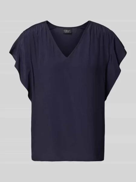 Bluzka o kroju regular fit z czystej S.oliver Black Label granatowa