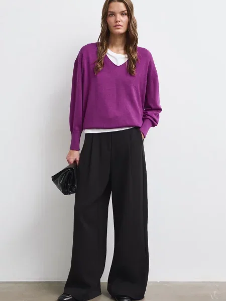 Medicine pulover pentru femei din lână merino violet