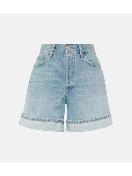 Szorty jeansowe Agolde z wysoką talią niebieskie