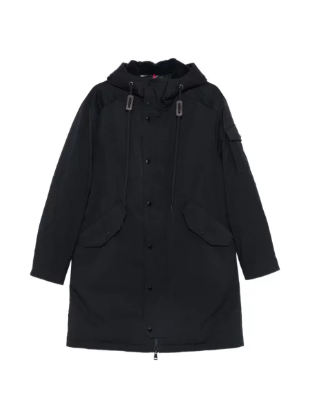Geacă parka Moncler cu glugă albastru