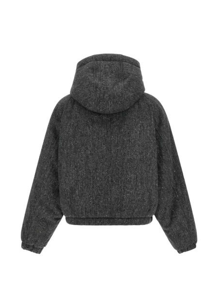 Geacă Brunello Cucinelli cu glugă din tweed gri