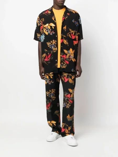 Vlněné květinové kalhoty Marcelo Burlon County Of Milan s potiskem černé