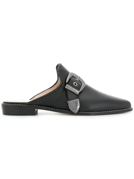 Papuci tip mules Stuart Weitzman cu cataramă negru