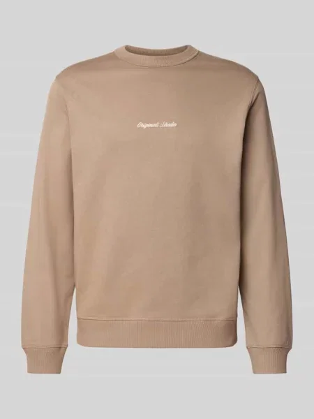 Bluza z okrągłym dekoltem i wyhaftowanym logo Jack & Jones beżowa
