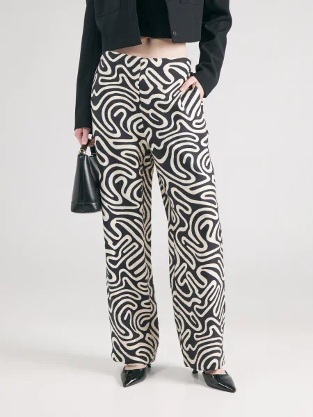 VERO MODA Pantaloni VMVIGDIS negru alb