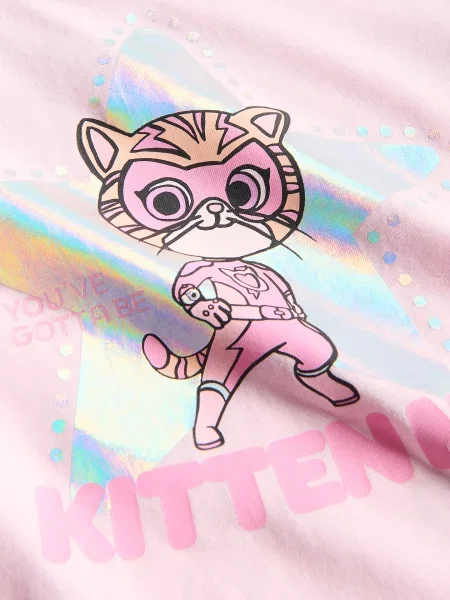 Reserved Футболка Supercats пастельний рожевий