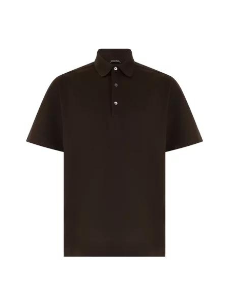 Koszulka polo Zegna z krótkim rękawem brązowa