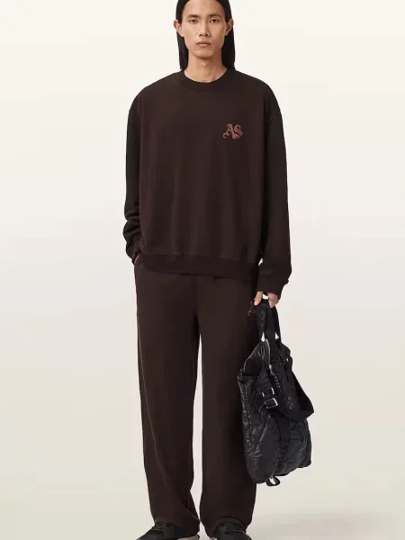 Кофта AllSaints з принтом коричневий