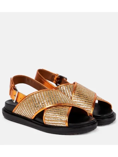 Sandale Marni din piele auriu