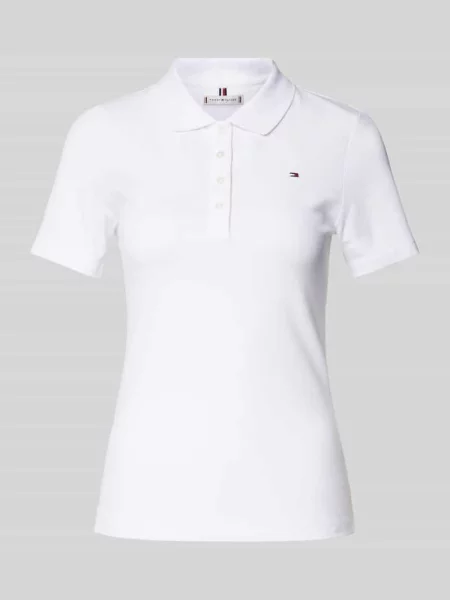Koszulka polo o kroju slim fit z wyhaftowanym logo model Tommy Hilfiger białe