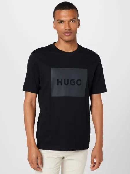 HUGO Tricou Dulive / gri închis negru