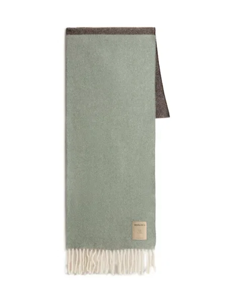 Szal Woolrich z frędzli wełniana zielona