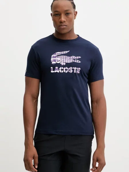 Тениска Lacoste с принт тъмносиньо