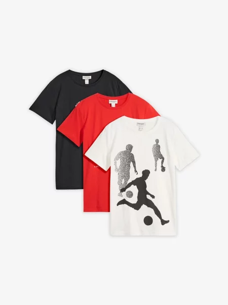 T-shirt z bawełną organiczną zestaw 3 szt. czerwona