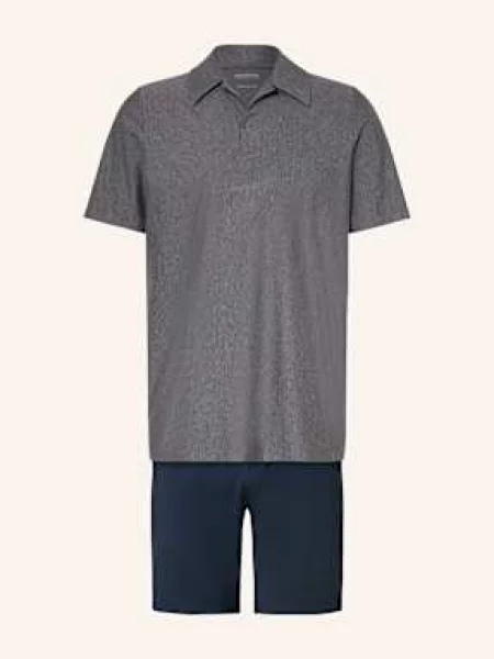 Schiesser Piżama Z Szortami Selected Premium Jacquard blau szara