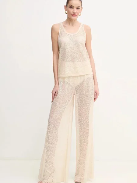 PINKO Spodnie Kobieta S Spodnie z Cekinami i Siatki beżowy