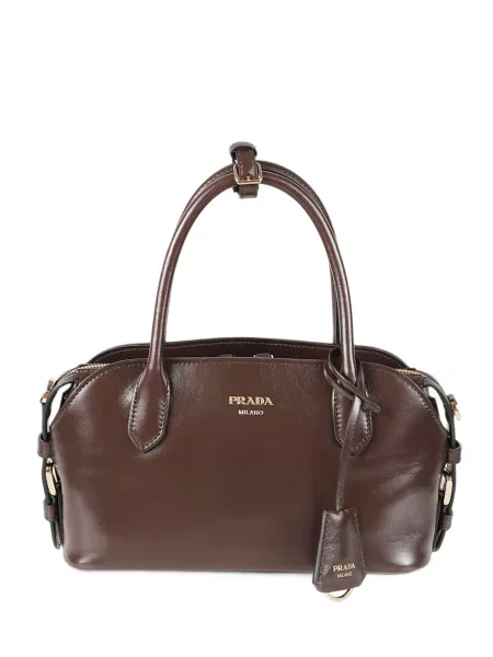 Bőr shopper táska Prada barna