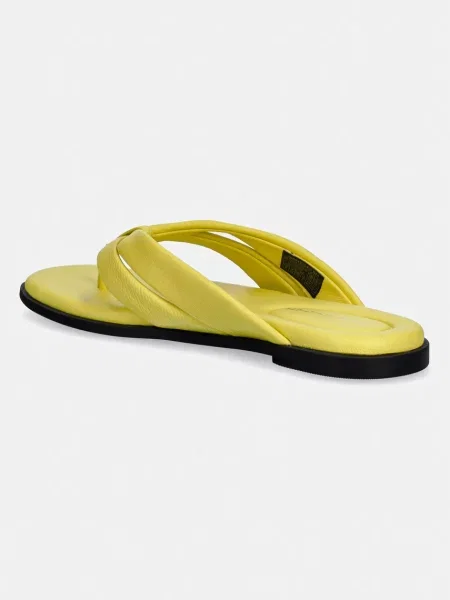 Tommy Hilfiger japonki skórzane ELEVATED TOE POST LTH SANDAL żółte