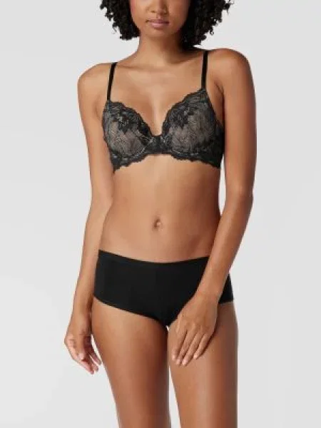 Biustonosz z kwiatowej koronki z fiszbinami Calvin Klein Underwear czarny