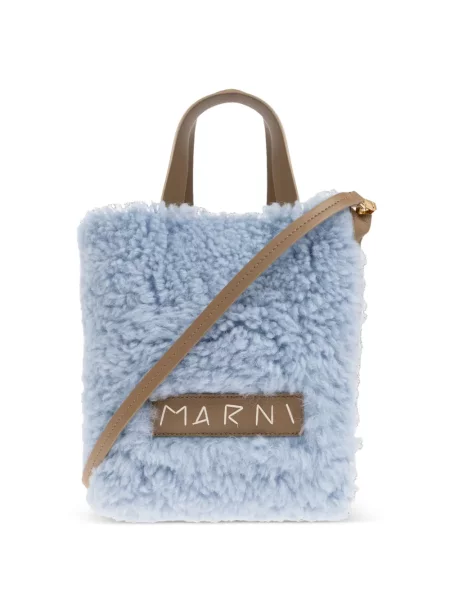 Geantă shopper Marni din piele albastru