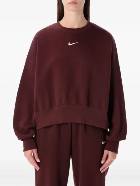Sweter Nike zamszowy plisowany z nadrukiem brązowy