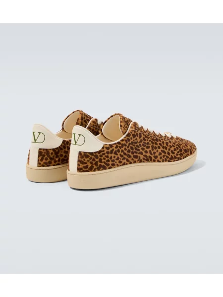 Sneakerși Valentino Garavani cu imagine cu model leopard maro