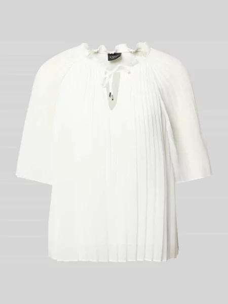 Bluzka w stylu koszuli o kroju regular fit w plisowanym wyglądzie S.oliver Black Label biała