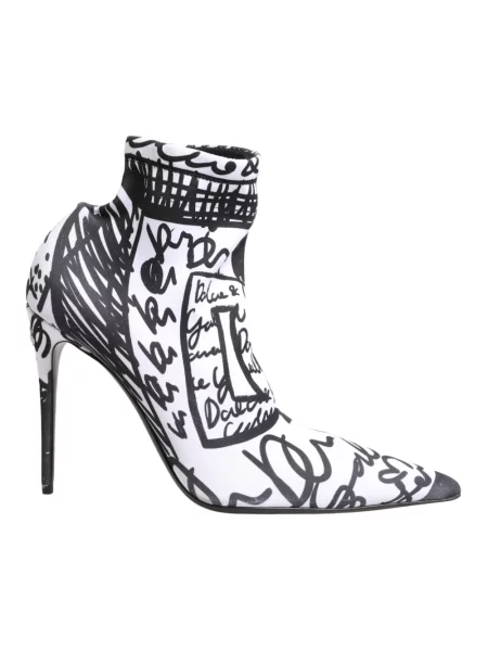 Krótkie botki Dolce And Gabbana skórzane białe