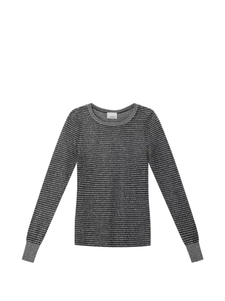Tricou Isabel Marant cu dungi tricotate negru