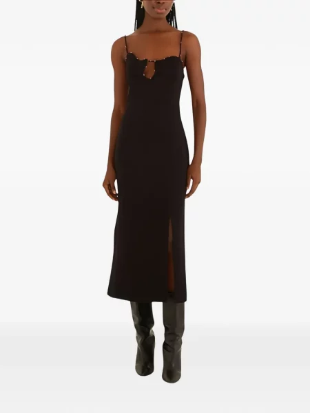 Sukienka midi Farm Rio do kolan z koralikami garniturowa czarna