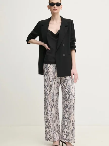 OUI spodnie proste high waist beżowy