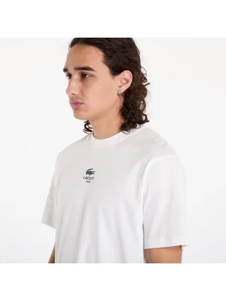 Тениска Lacoste тъмносиньо с принт бежово