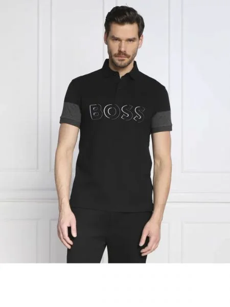 BOSS GREEN Tenisz póló Pavel fekete