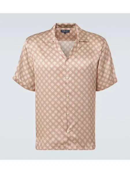 Cămașă Frescobol Carioca de mătase cu imagine portocaliu