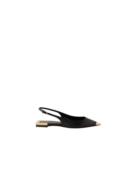 Elisabetta Franchi Buty Kobieta 39 EU Skóra Baletki Slingback z Licowej Skóry Nappa czarny