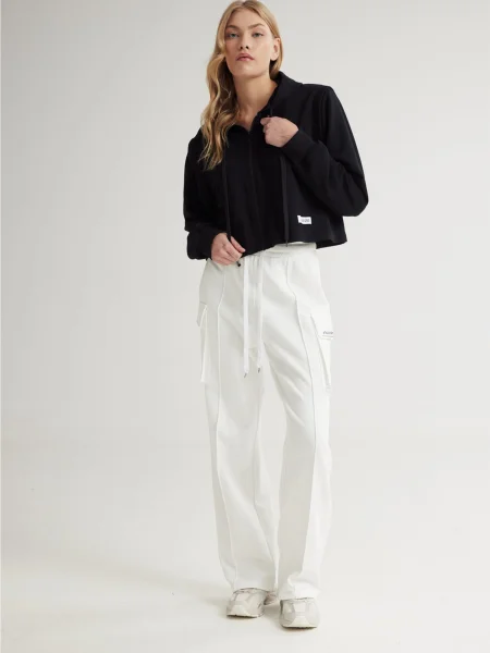 Pantaloni cu Flow ecru