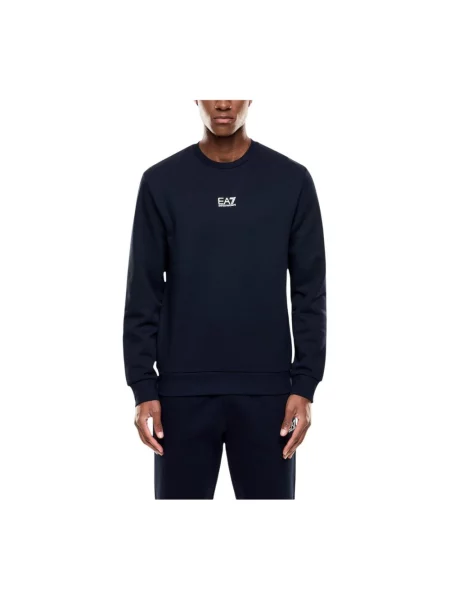 Bluza Emporio Armani Ea7 z dekoltem w kształcie litery U z kapturem z długim rękawem niebieska