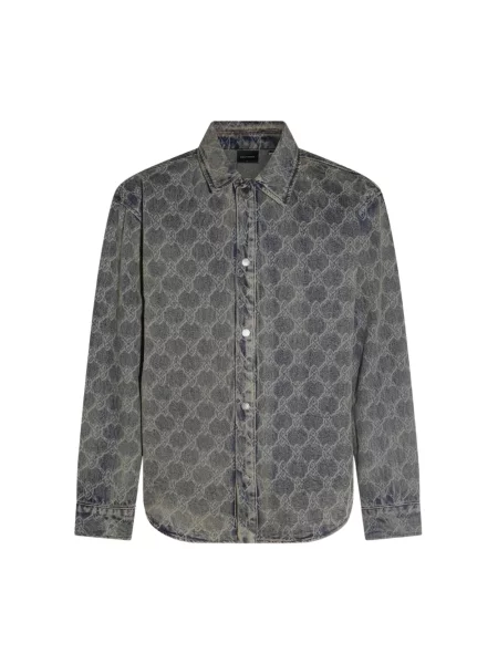 Daily Paper koszula Shield Laser Denim Shirt relaxed z kołnierzykiem klasycznym niebieski