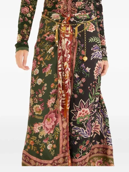 Fustă midi Farm Rio cu model floral până la genunchi verde