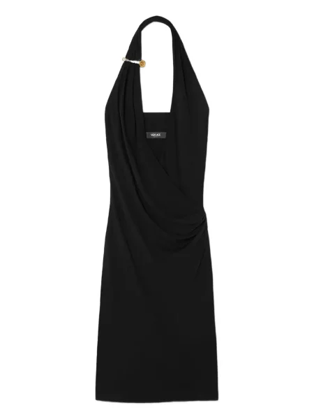 Rochie midi Versace până la genunchi cu gât halter de costum negru