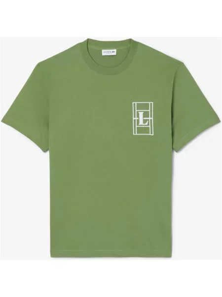 Koszulka Lacoste Embroidered Heavy Jersey z krótkim rękawem zielono-biała S biała