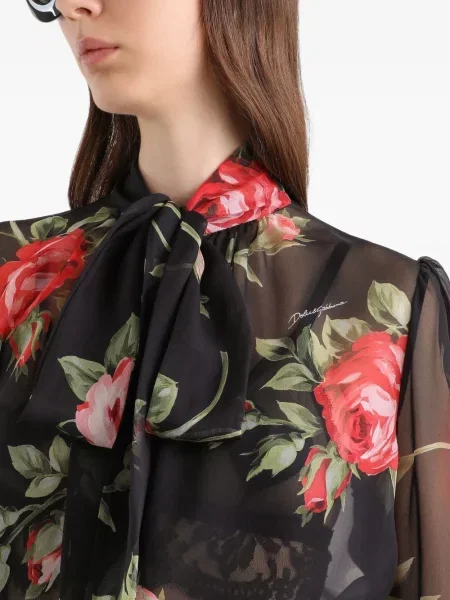Bluză Dolce & Gabbana cu model floral negru