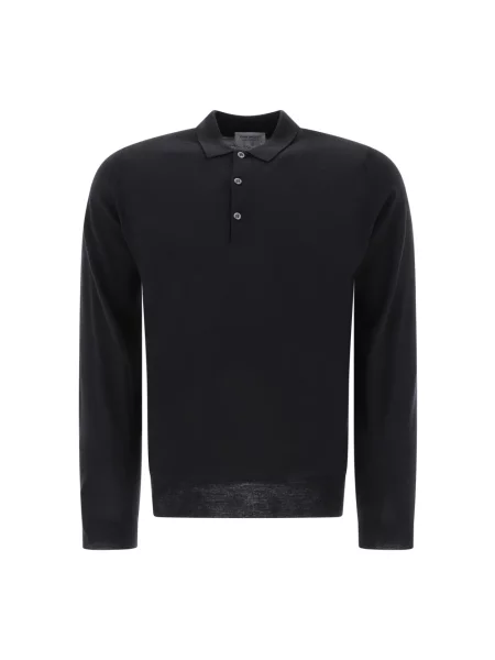 Koszulka polo John Smedley wełniana czarna