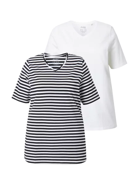 Ulla Popken Tricou bleumarin / murdar alb