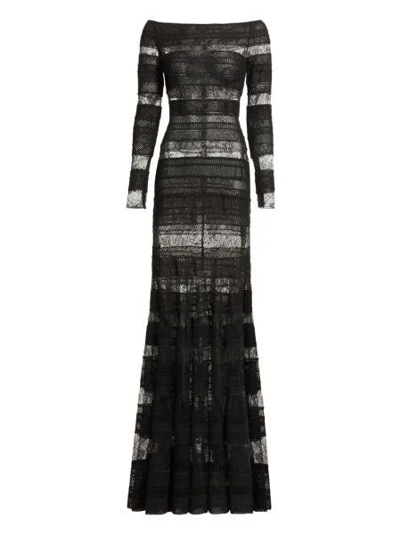 Rochie maxi Elie Saab din dantelă lungă de costum negru