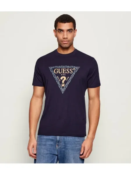 GUESS Tricou GOLDEN TRIANGLE auriu